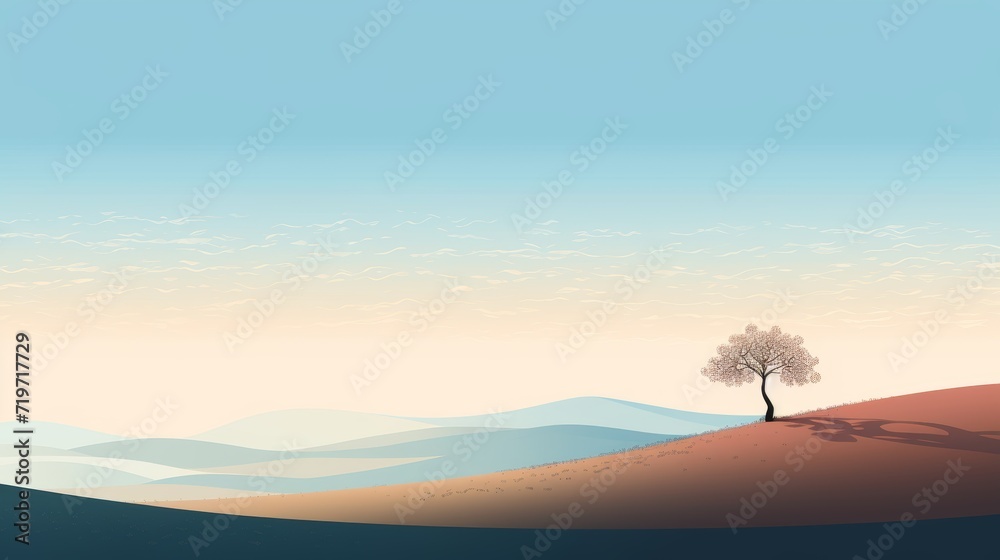 einzelner Baum auf einem Hügel