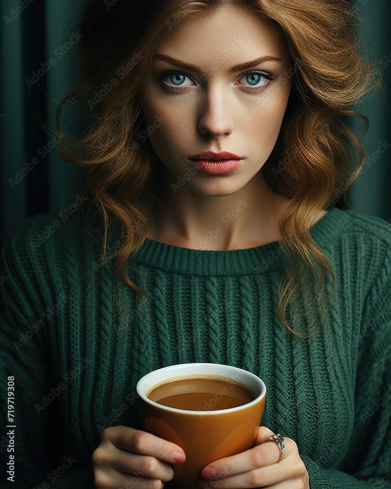 custom made wallpaper toronto digitalA serene woman savors the warmth of her coffee, her delicate features framed by the handle of her cup
