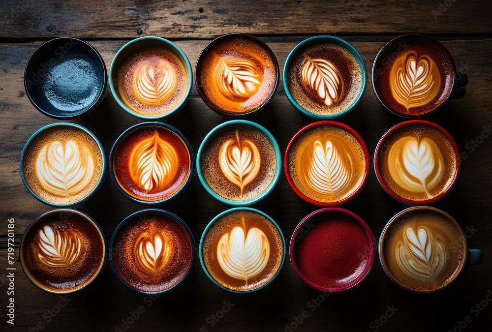 A warm glow emanates from a solitary candle, illuminating a group of cups of coffee, creating an intimate and cozy atmosphere indoors A warm glow emanates from a solitary candle, illuminating a group of cups of coffee, creating an intimate and cozy atmosphere indoors