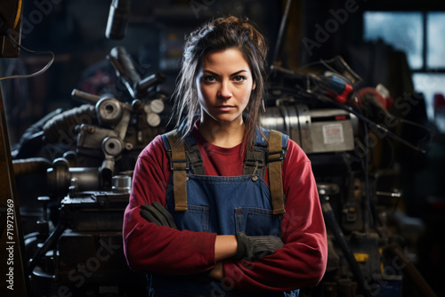 Capturing the Essence of a Skilled Female Machinist Amidst Her Industrial Domain