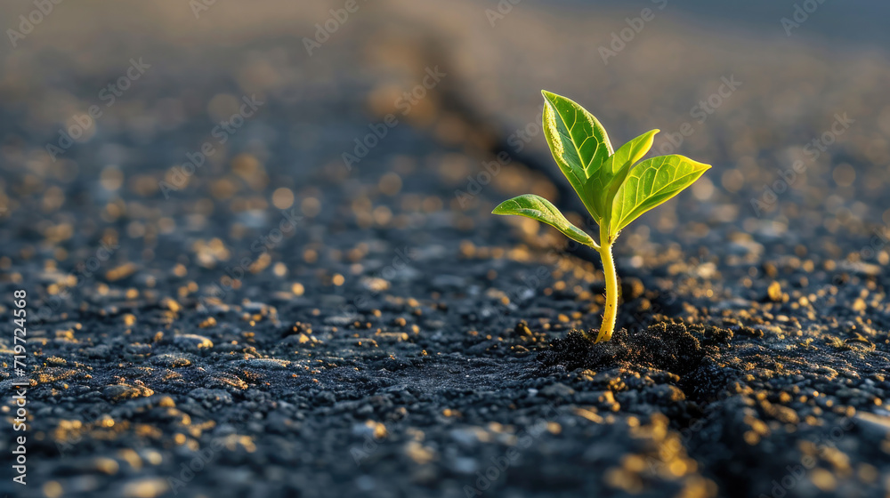 The Unyielding Power and Potential of an Orange Flower Emerging Through Asphalt The Unyielding Power and Potential of an Orange Flower Emerging Through Asphalt