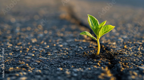 The Unyielding Power and Potential of an Orange Flower Emerging Through Asphalt