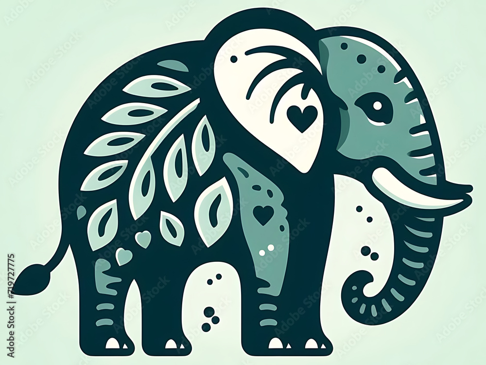 Green Ethical Emblem an African Elephant Green Ethical Emblem an African Elephant