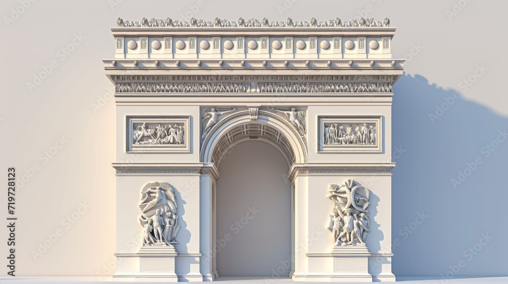Fototapeta premium Majestic Arc de Triomphe stands as a symbol of triumph, ready to welcome athletes and spectators to the Summer Olympics in Paris.