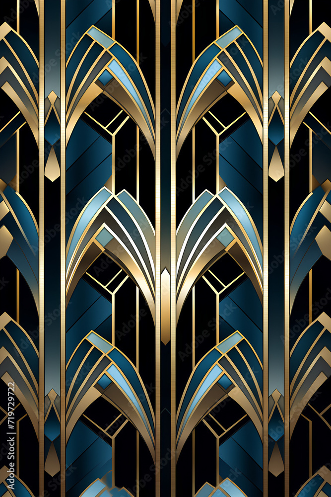 Art Deco Geometric Pattern with Gatsby-era Glamour - Art Art Deco Geometric Pattern with Gatsby-era Glamour - Art