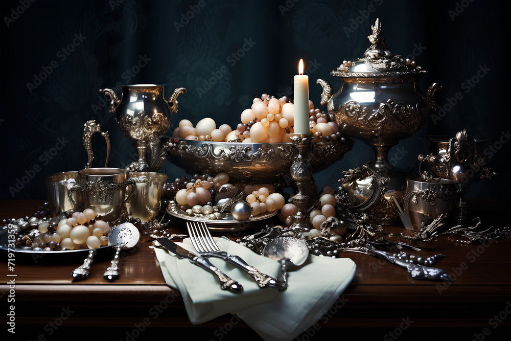 Baroque Feast with Ornate Silverware: Baroque Baroque Feast with Ornate Silverware: Baroque
