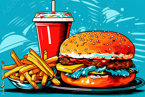 Boldly Colored Fast Food Combo in Pop Art Styling