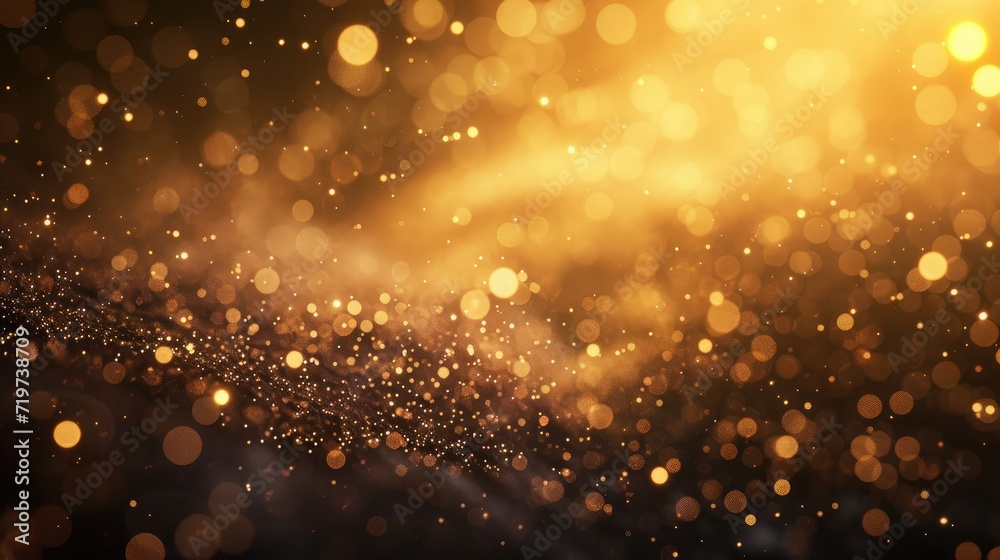 Golden focus lights with sparkle dust background Golden focus lights with sparkle dust background