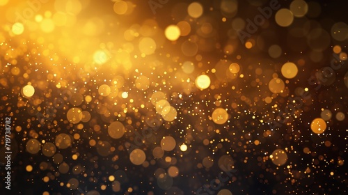 Golden focus lights with sparkle dust background