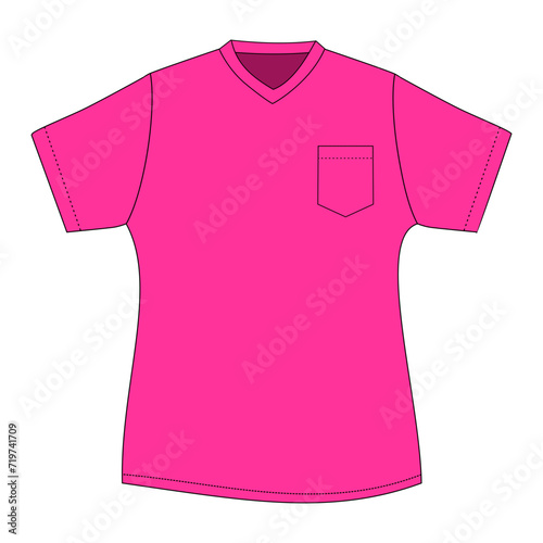 Pink female t shirt v neck mockup