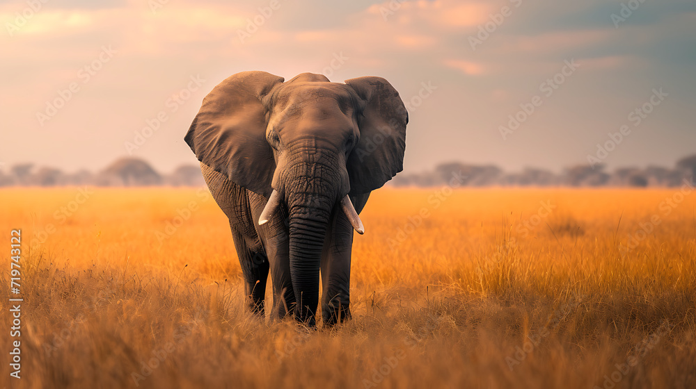 Obraz premium elephant at sunset