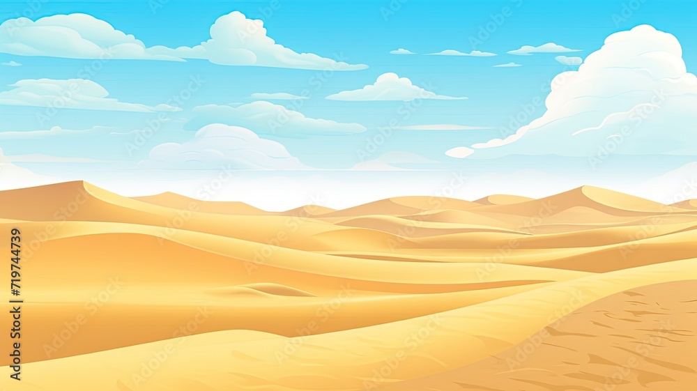 Fototapeta premium cartoon illustration Sahara Desert, Endless sand dunes and nomadic culture. 