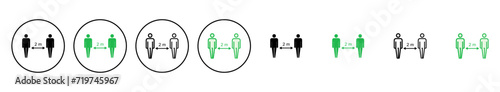 Social distance icon set. social distancing icon. self quarantine sign