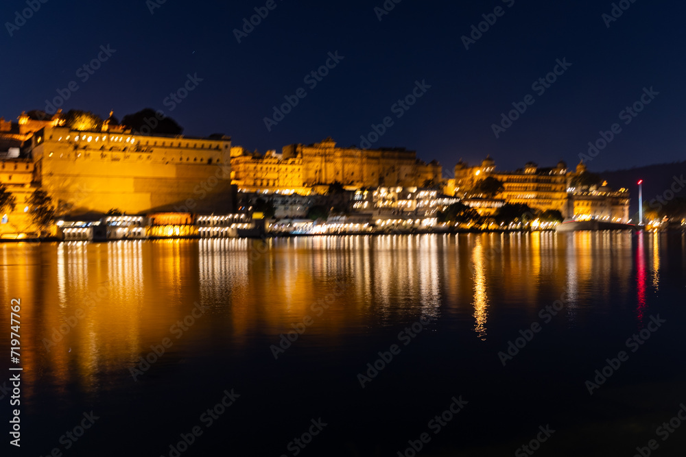 Fototapeta premium shaky image of city night landscape long exposure shot