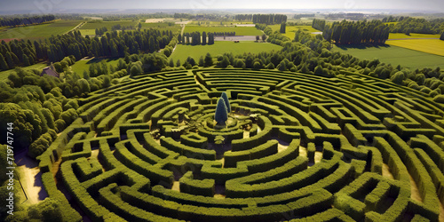 maze in the park, ai generated.