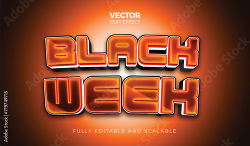 3d vector black week text style