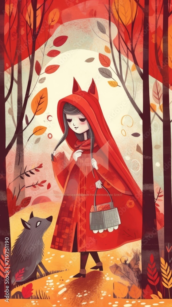 little red riding hood fairytale character cartoon illustration fantasy cute drawing book art