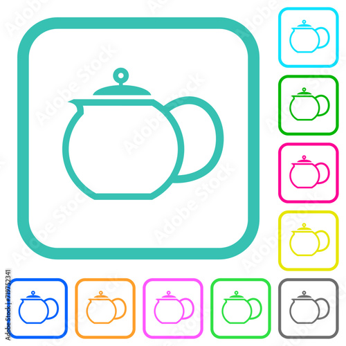 Teapot outline vivid colored flat icons photo