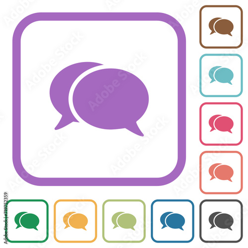 Two oval chat bubbles solid simple icons