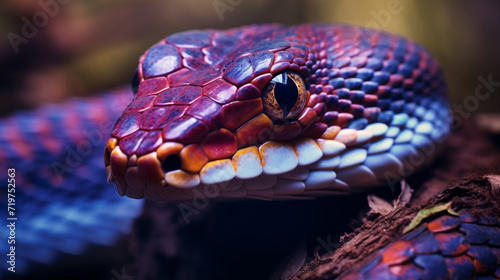 A striking venomous snake with vibrant scales, AI Generative. © Miry Haval