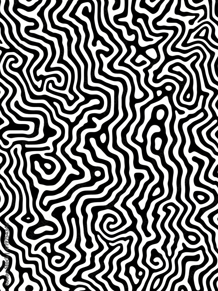 coral texture print, 1 black and white, thin lines in vector. highly detailed