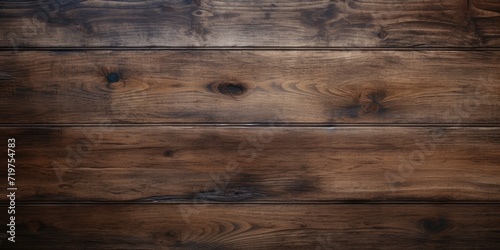 Dark wall background with top-view of wooden table, showcasing brown grain texture.