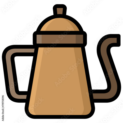 coffeepot icon illustration design with filled outline