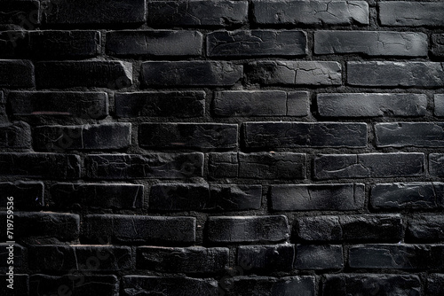 Old brick wall painted black grunge texture  rough brick background for your design