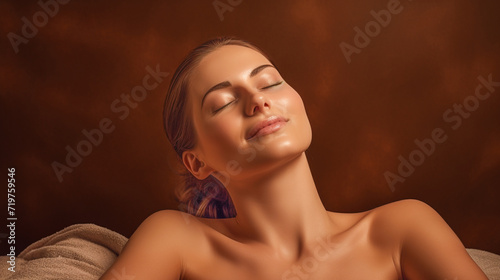 Image of a young woman in a state of relaxation after a beauty treatment