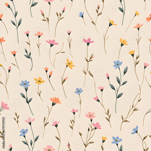 mini-flowers-strewn-across-a-craft-paper-background-each-stem-meticulously-detailed-in-a-minimalist