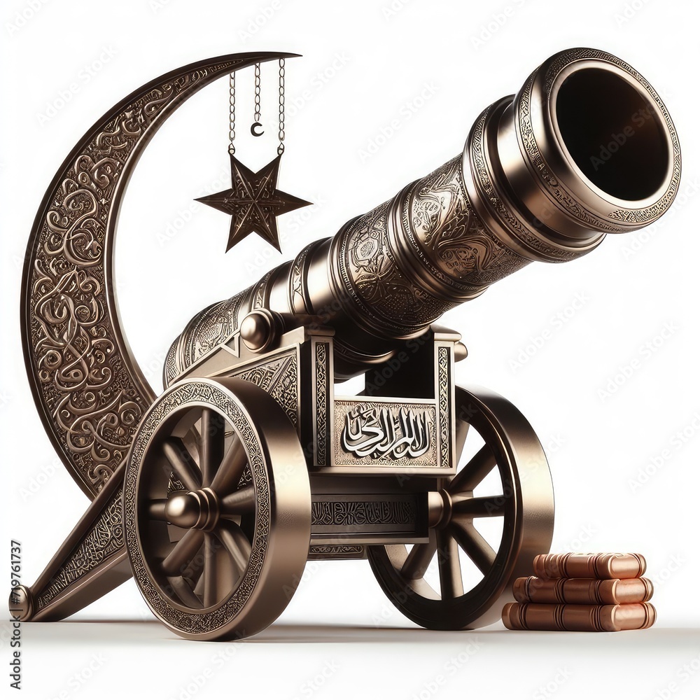 custom made wallpaper toronto digital3d illustration of ramadan cannon isolated on white background