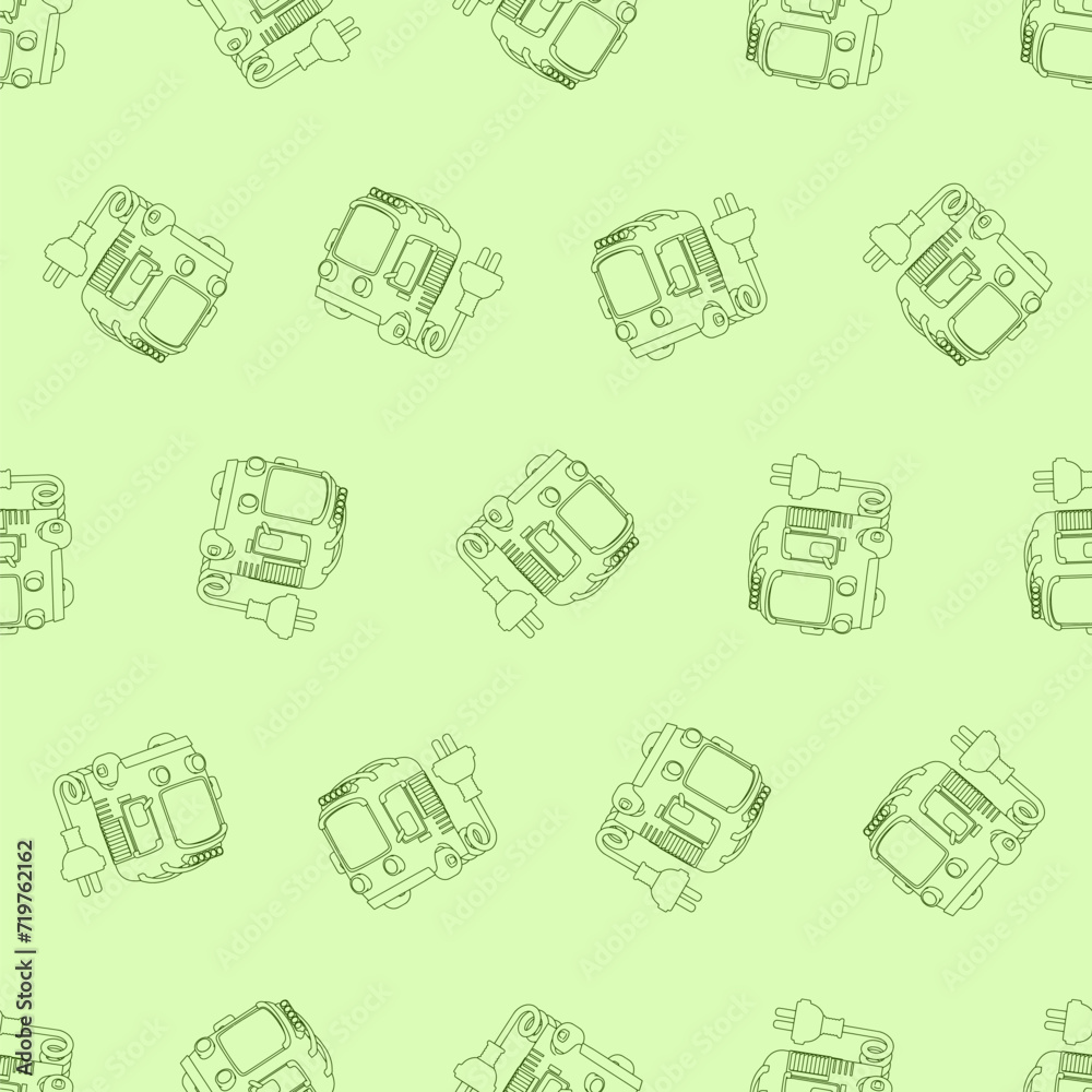 Truck with power plug line art seamless pattern. Suitable for backgrounds, wallpapers, fabrics, textiles, wrapping papers, printed materials, and many more. Editable vector. Truck with power plug line art seamless pattern. Suitable for backgrounds, wallpapers, fabrics, textiles, wrapping papers, printed materials, and many more. Editable vector.