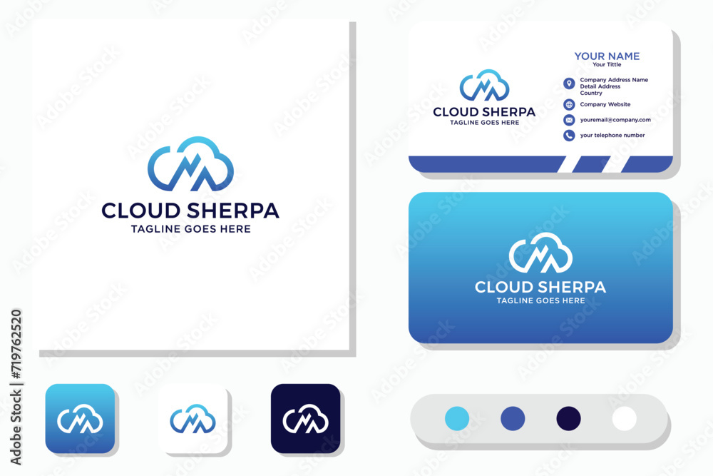 Cloud invest finance and mountain Logo design and busness card