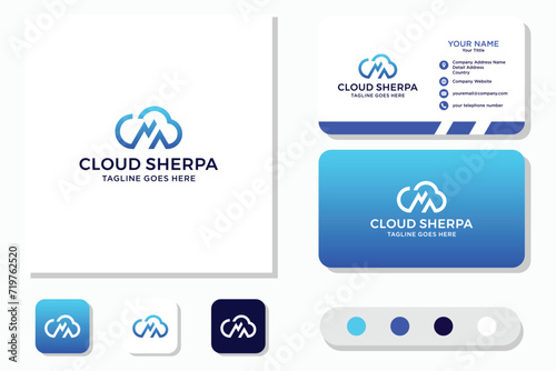Cloud invest finance and mountain Logo design and busness card photo