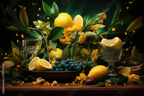 Creative illustration showcasing the green and gold colors of Australia  seamlessly integrated into diverse elements that embody the essence of celebration. Generative Ai.