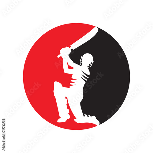 Fototapeta Naklejka Na Ścianę i Meble -  Cricket Player Logo Inside a Shape of Circle