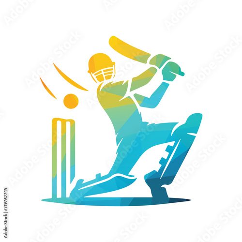 Cricket Player Logo Design Vector Illustration