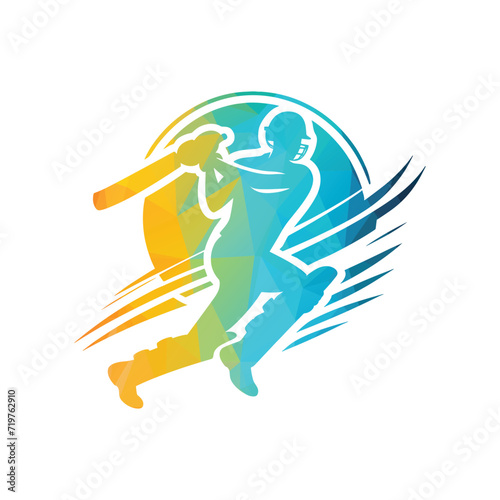 Cricket Player Logo Creative illustration