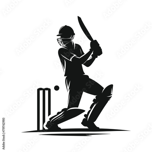 Cricket Player Logo Playing Short Concept