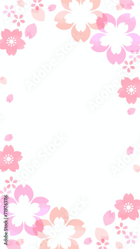 縦型、16:9、水彩風の美しい桜のイラストフレーム