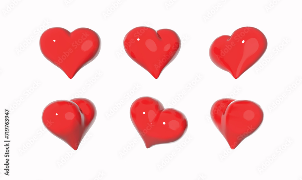 heart set isolated vector 3d illustration. heart set isolated vector 3d illustration.