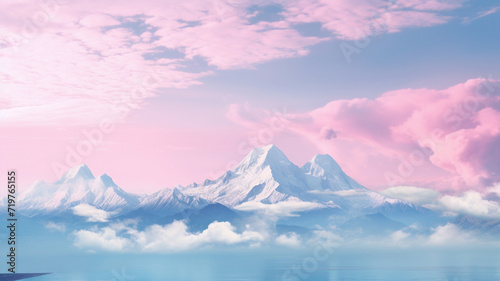 Pastel mountain and sky landscape poster