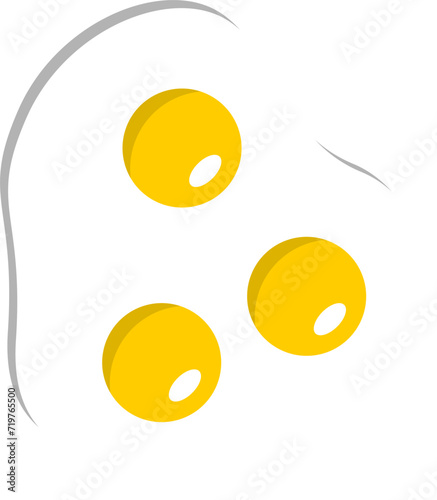 Isolated Omelette Food Icon with 3 Eggs. Vector Image.