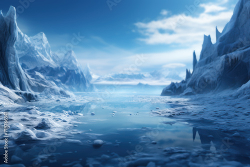 Experience the beauty of icy landscapes, capturing the crystalline allure of frozen realms with a serene and tranquil ambiance. Generative Ai.