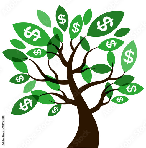 Finance profit business growth concept of green money tree illustration vector