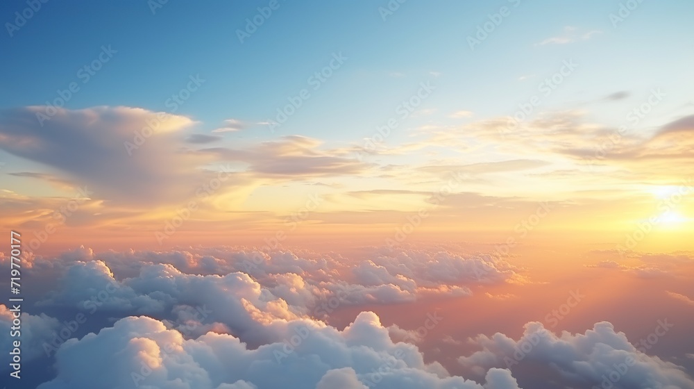 Sunset with blue sky . yellow and blue sky above clouds sunrise.retro vintage filter effect Generative AI Sunset with blue sky . yellow and blue sky above clouds sunrise.retro vintage filter effect Generative AI