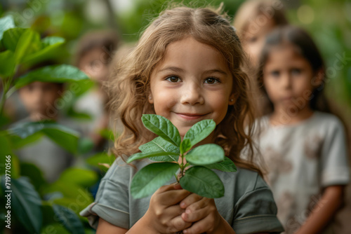 A school initiating an environmental education program, teaching children about sustainability. Concept of environmental awareness in education. Generative Ai.