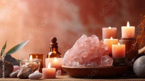 A spa background with Himalayan salt decor, promoting respiratory health and relaxation.