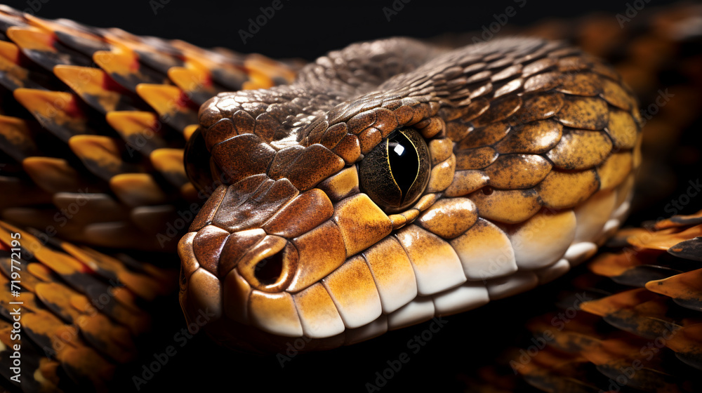 A mesmerizing patterned king cobra, AI Generative. A mesmerizing patterned king cobra, AI Generative.