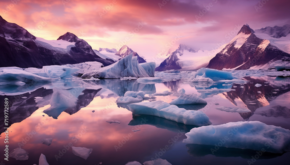 shot of icebergs in glacier